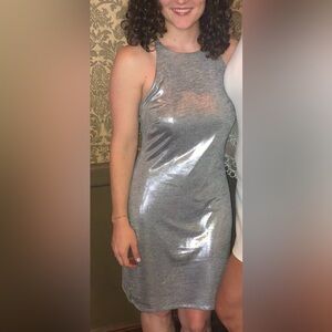 Women’s dress: White House Black Market Metallic silver